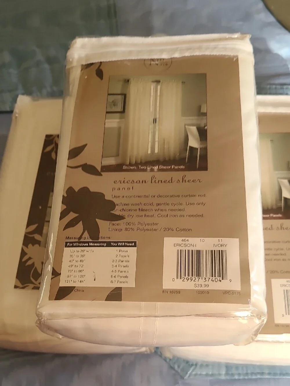Ericson Lined Sheer Curtain Panel - Ivory